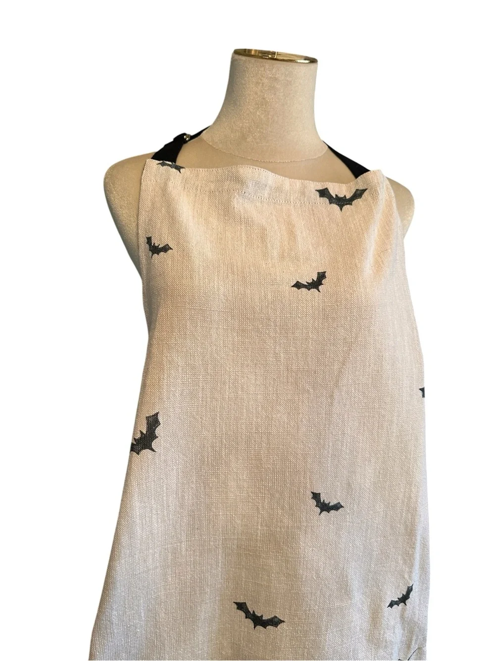Halloween Apron Black Cats Bats Skulls Spider Web Gothic NEW
